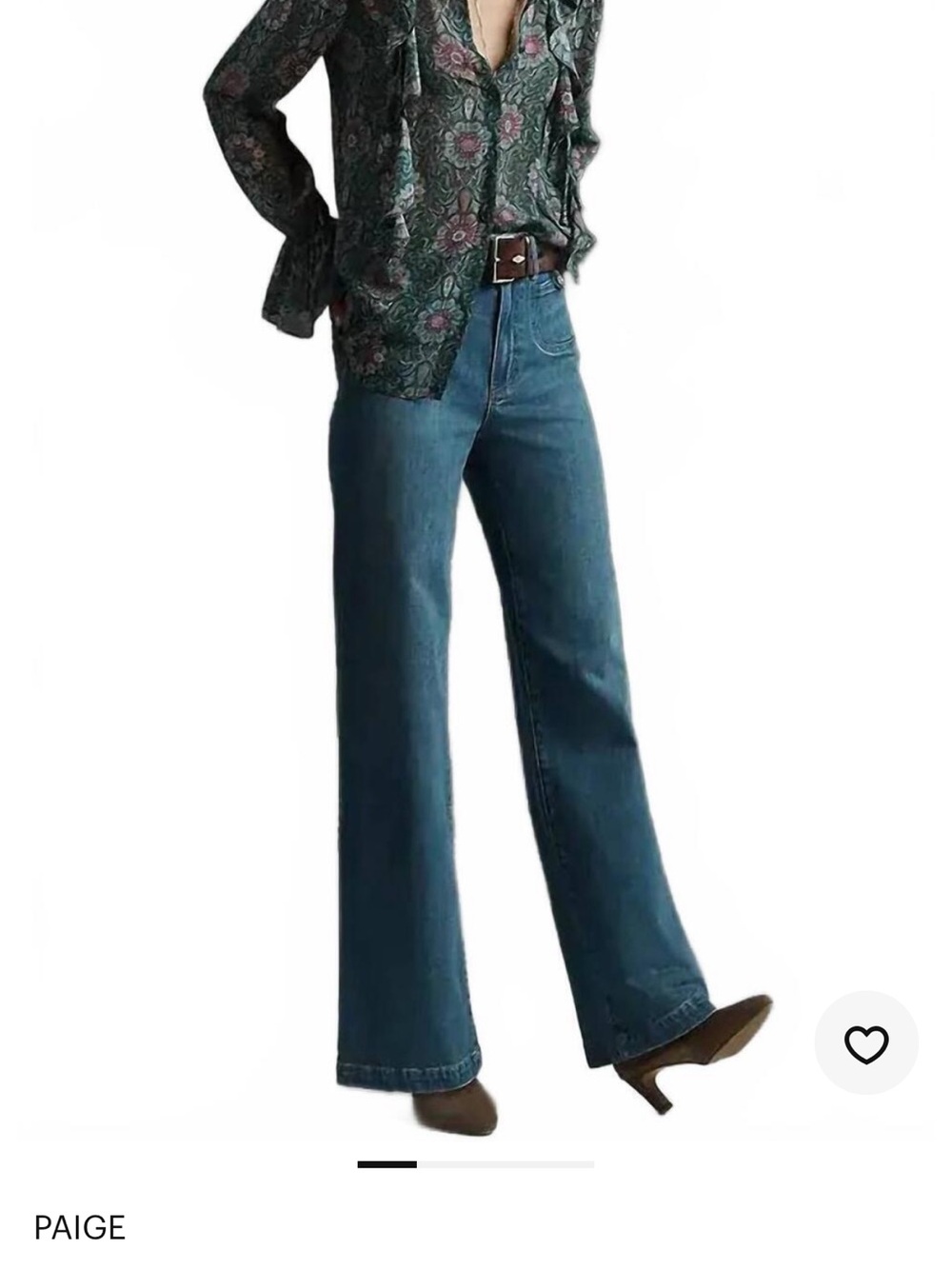 PAIGE Medium Blue High-Rise Wide Leg Jeans